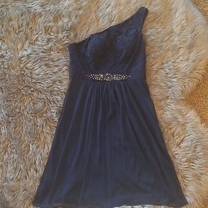 Navy blue one shoulder mini dress
